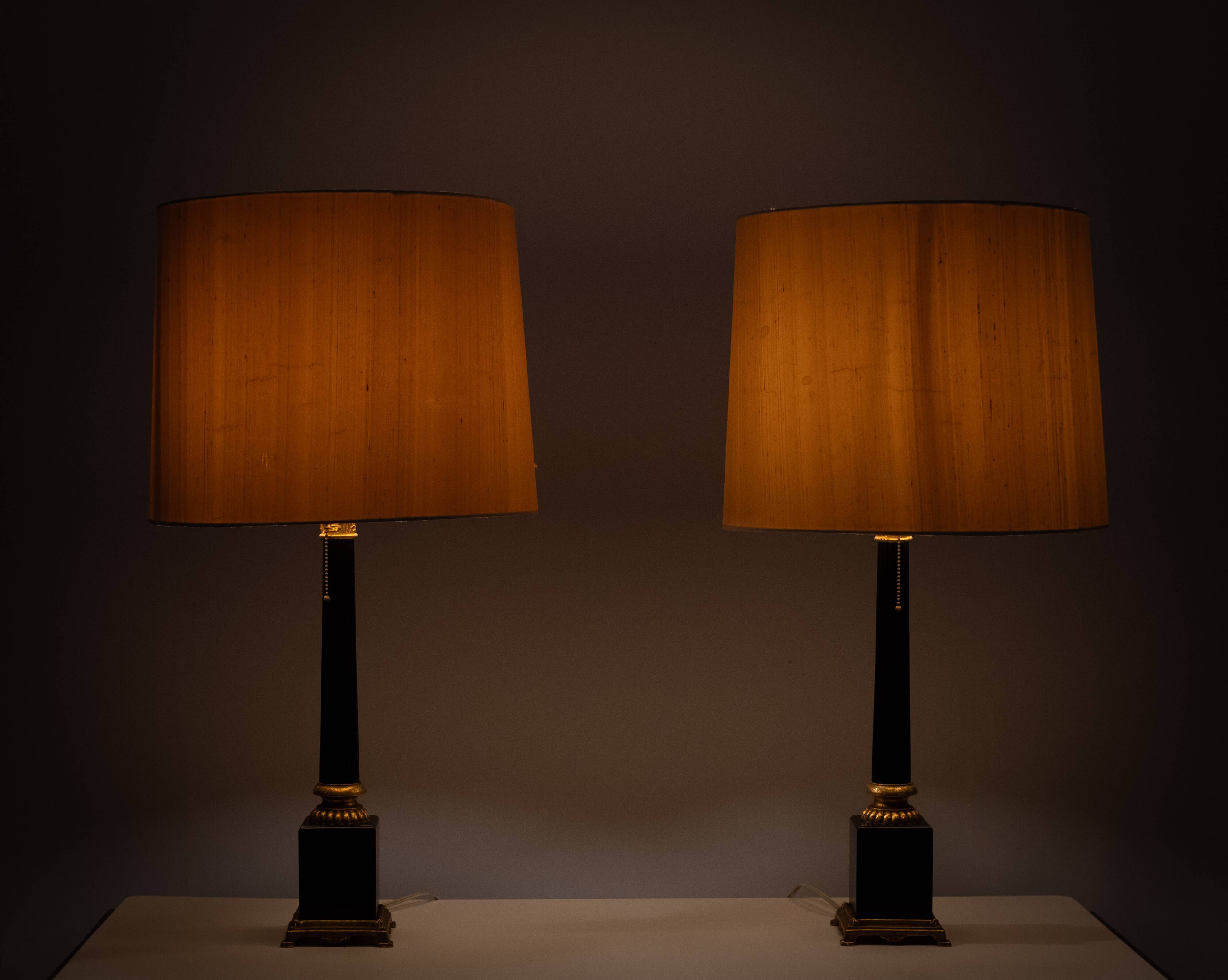 pair Large Colum Table lamps by Loevsky & Loevsky USA 1970s
