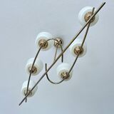 Large Vintage Glass Brass Pendant Light