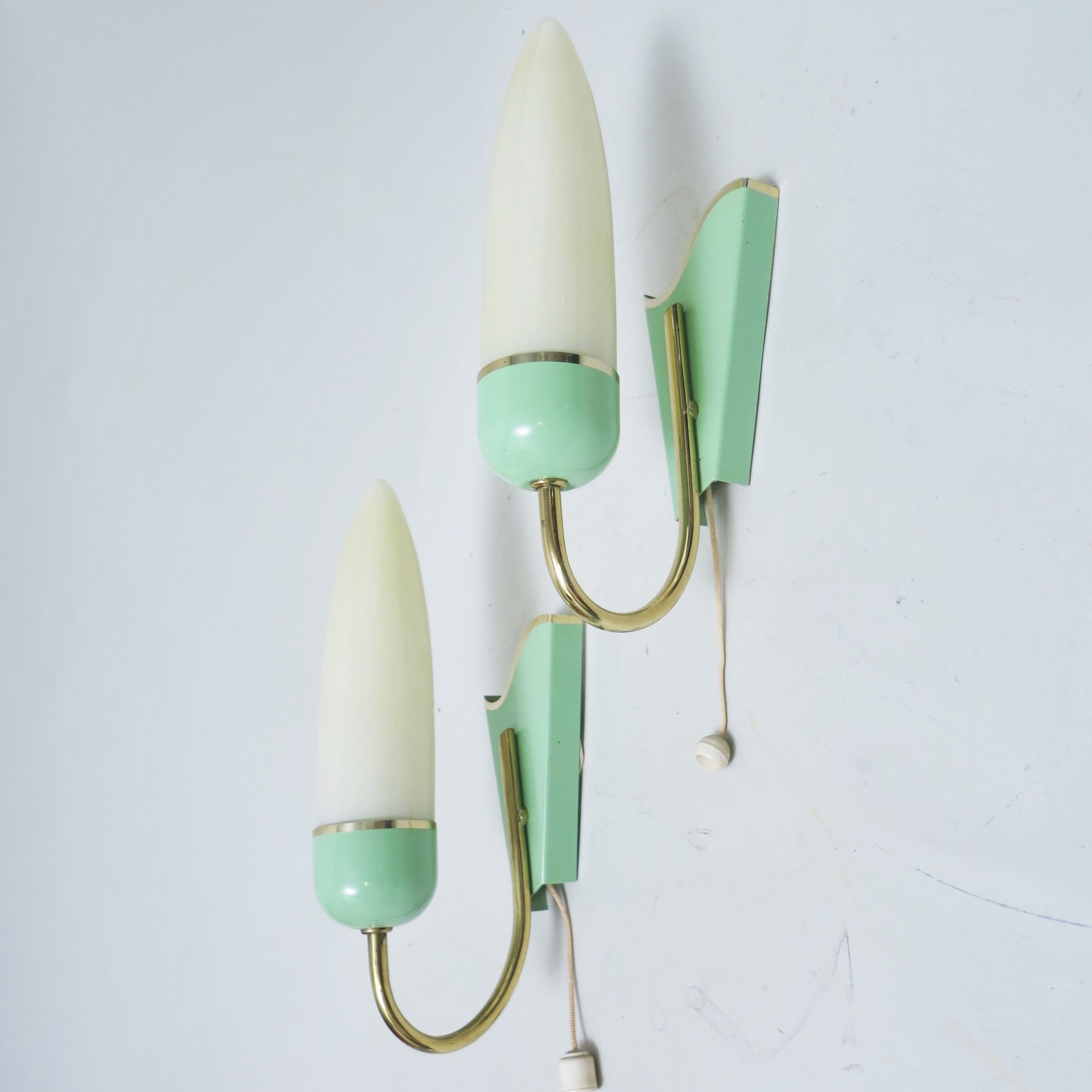 Pair of italian 50's pale green and gold