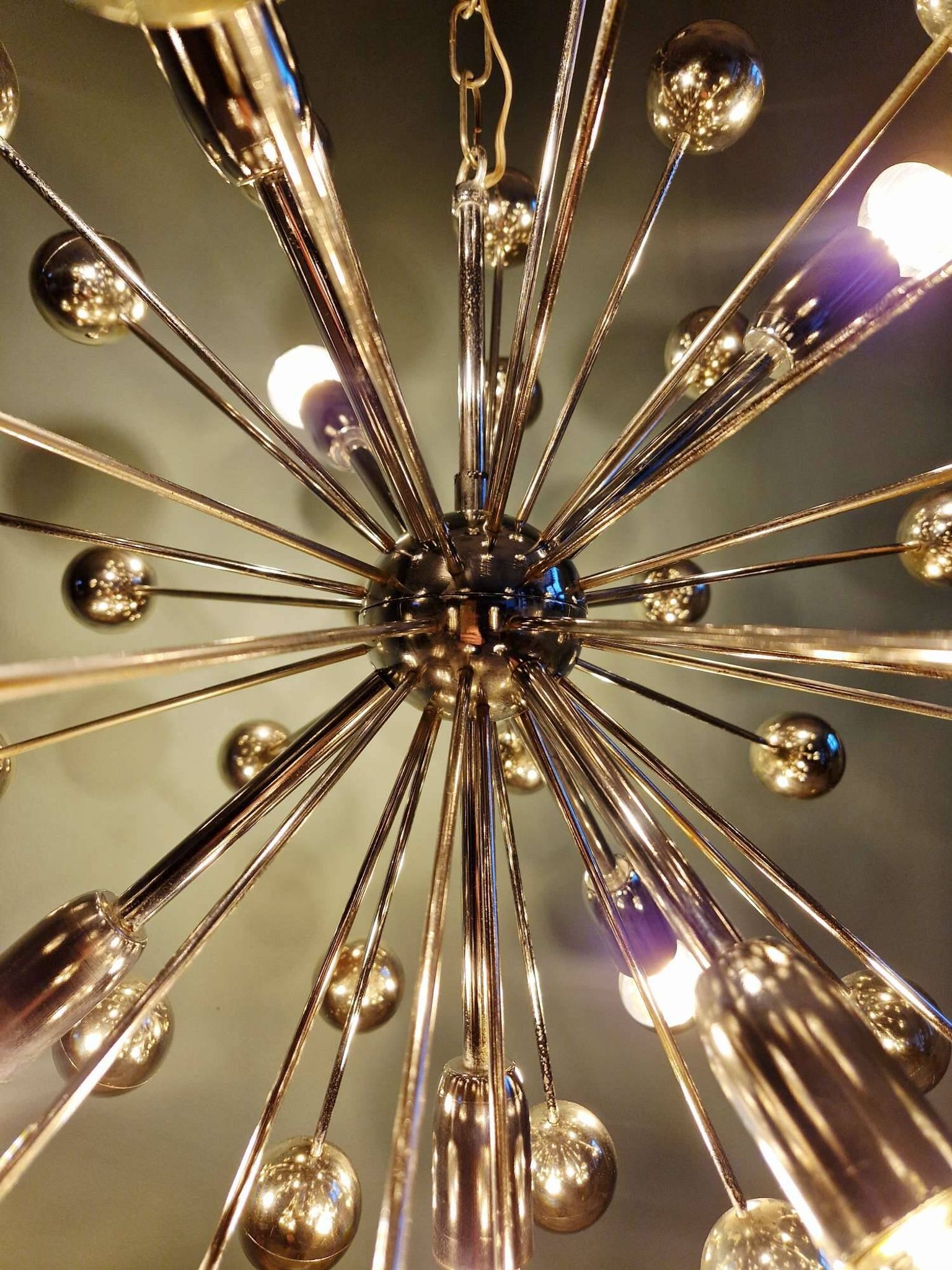Lustre Sputnik en métal chromé, design Space Age, 1960