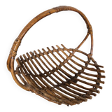 Old rattan picking basket vintage wood garden