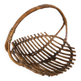 Old rattan picking basket vintage wood garden