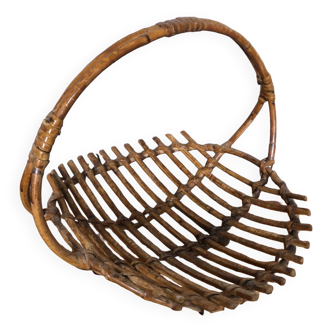 Old rattan picking basket vintage wood garden