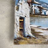 Tableau huile sur toile motif marin, signée