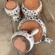 Set of 4 pieces La Roue Vallauris – 2 vases and 2 pans – ceramic v