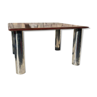 Stainless steel and walnut table