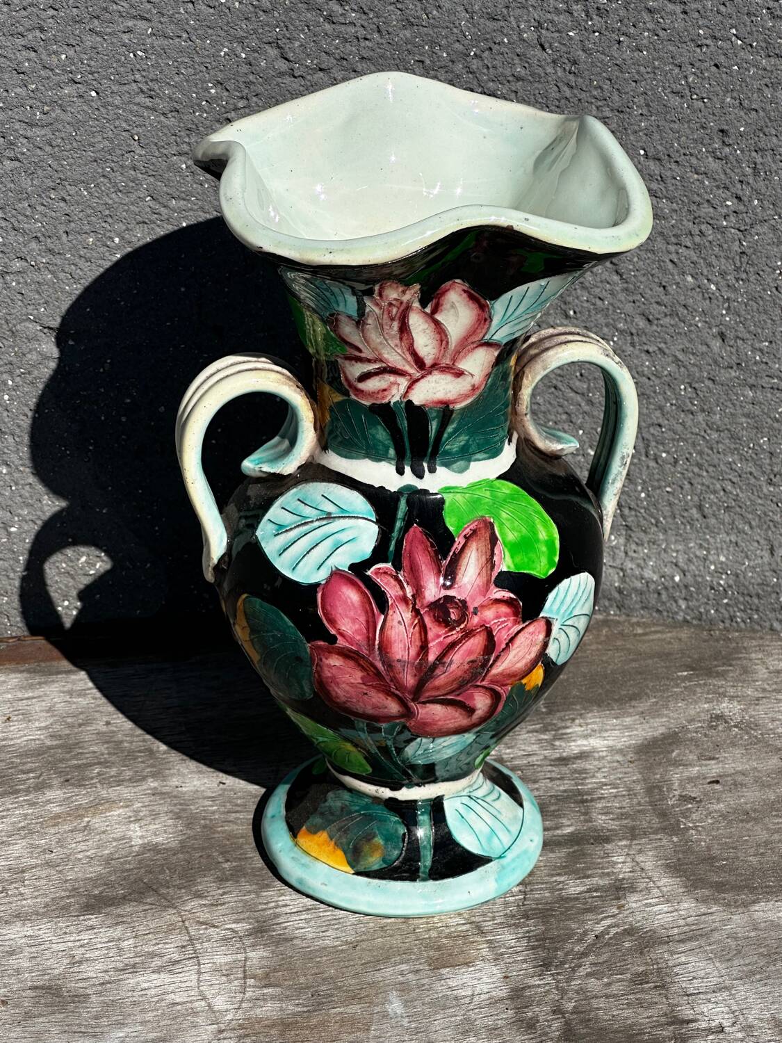 Vase Amphore céramique Vallauris signé JTF - H 30 cm