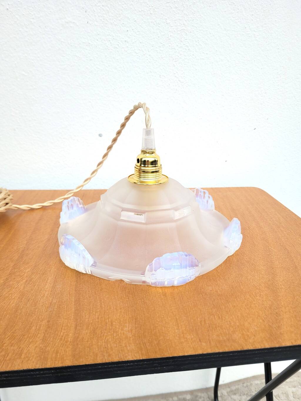 Lampe baladeuse Art déco en verre iridescent