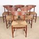 6 Danish chairs in teak and sea rush, model 316 by Peter Hvidt 1960.