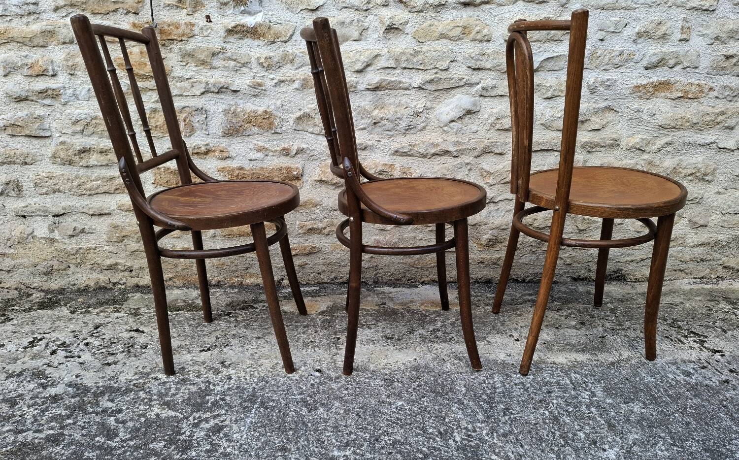 6 mismatched bistro chairs
