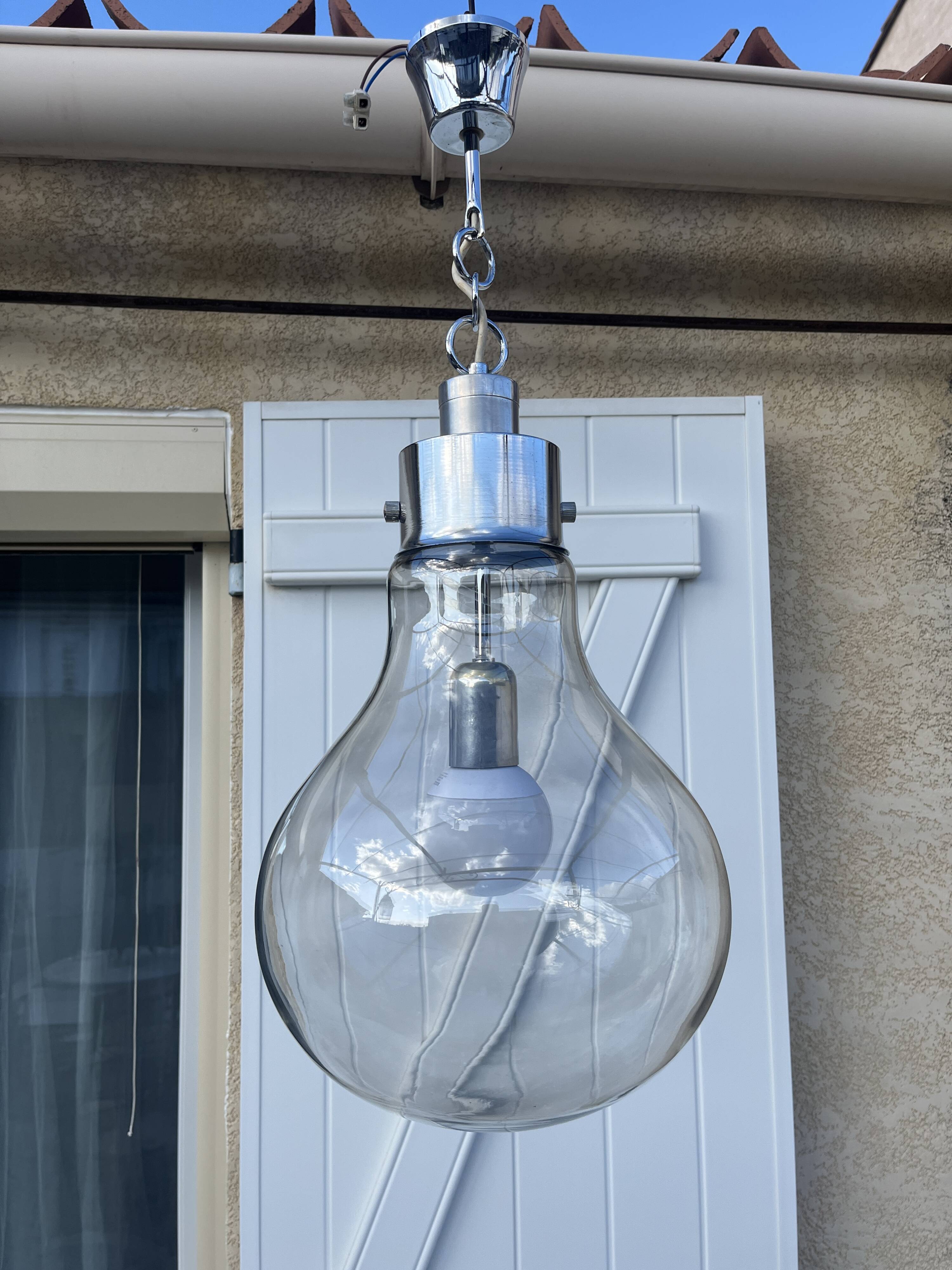 70s design smoked glass chandelier