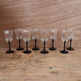 8 Luminarc wine glasses model 'OCTIME' black base "ESSO"