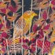 Tableau aux oiseaux vintage psychédélique 1970 Lurcat