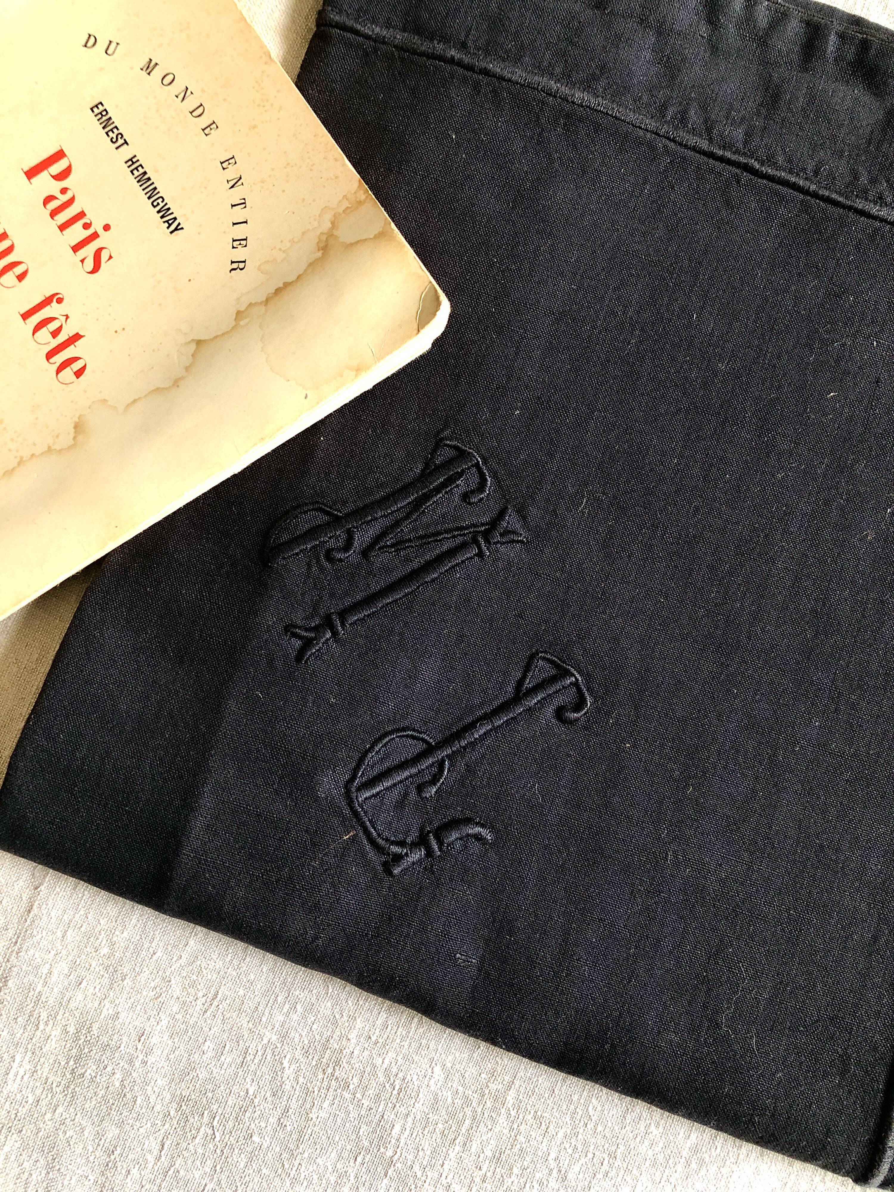 Antique black cotton pillowcase