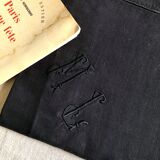 Antique black cotton pillowcase