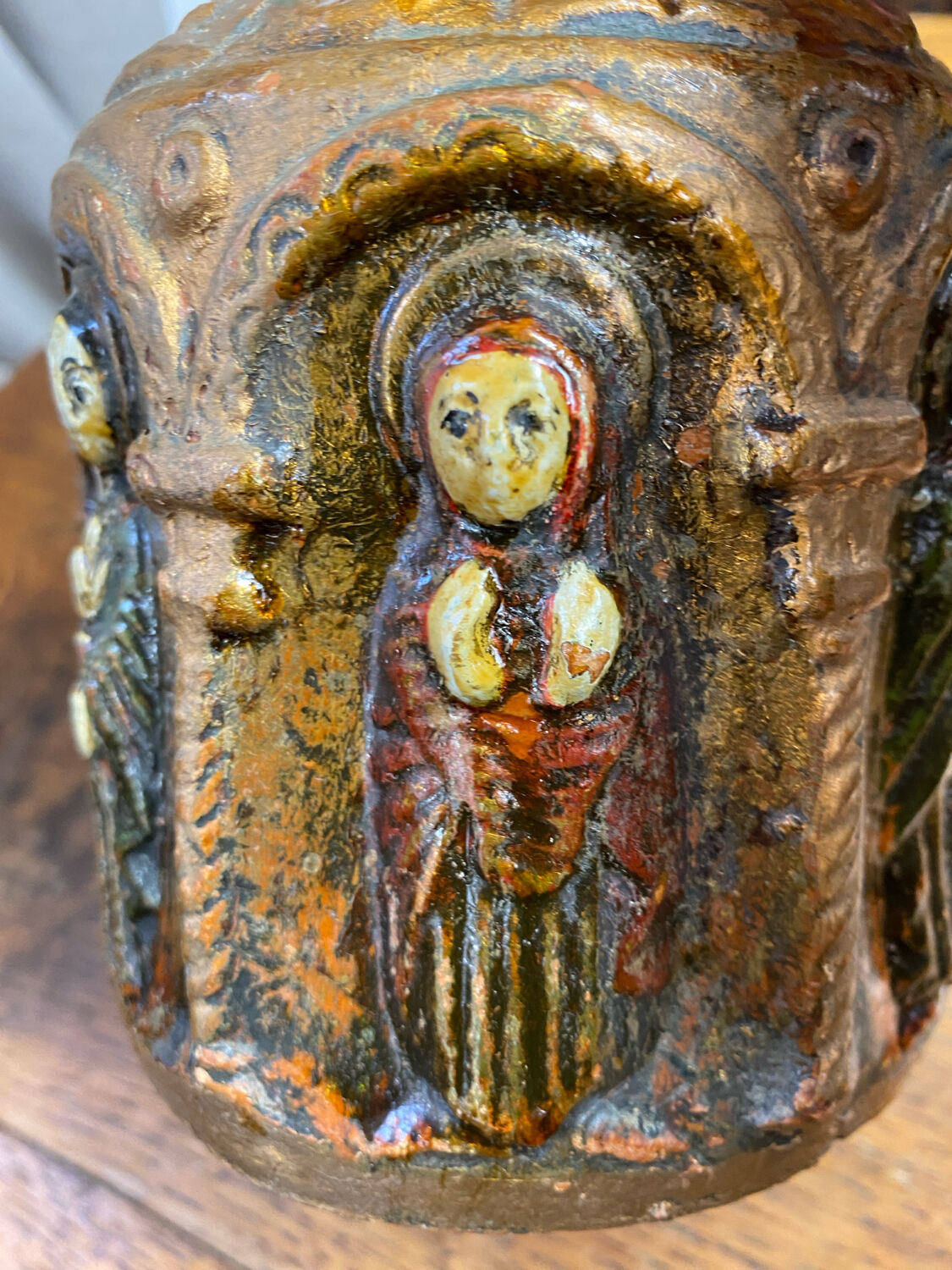 Ceramic lanterns, decorated with religious icons.