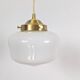 Antique opaline and brass pendant light – vintage globe 15 cm