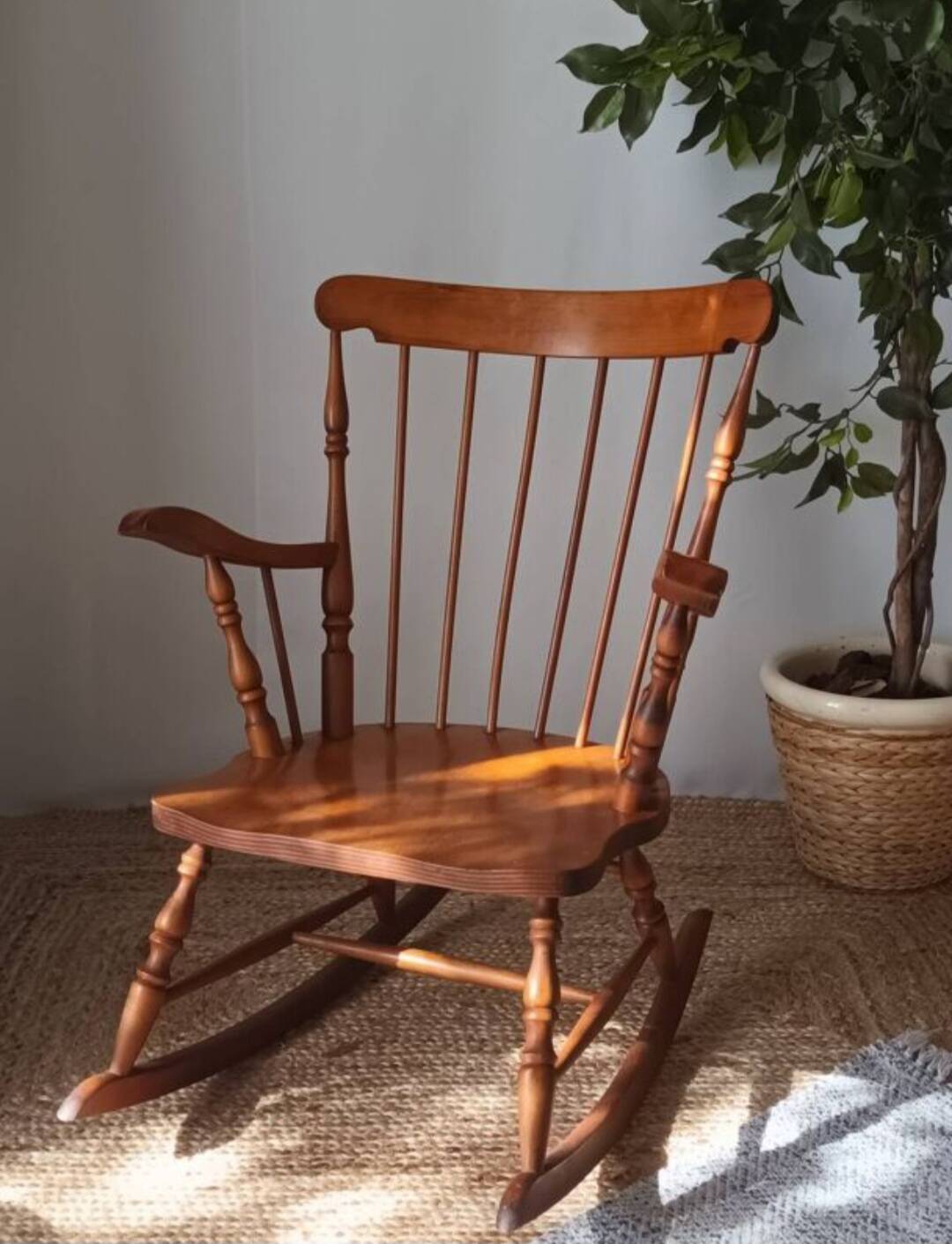 Vintage rocking chair made of beech wood