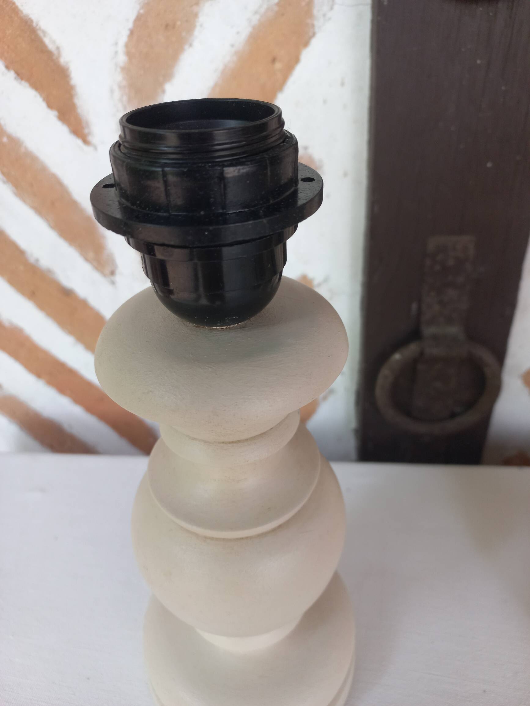 Pair of off-white patinated lamp bases