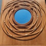 Round rattan mirror