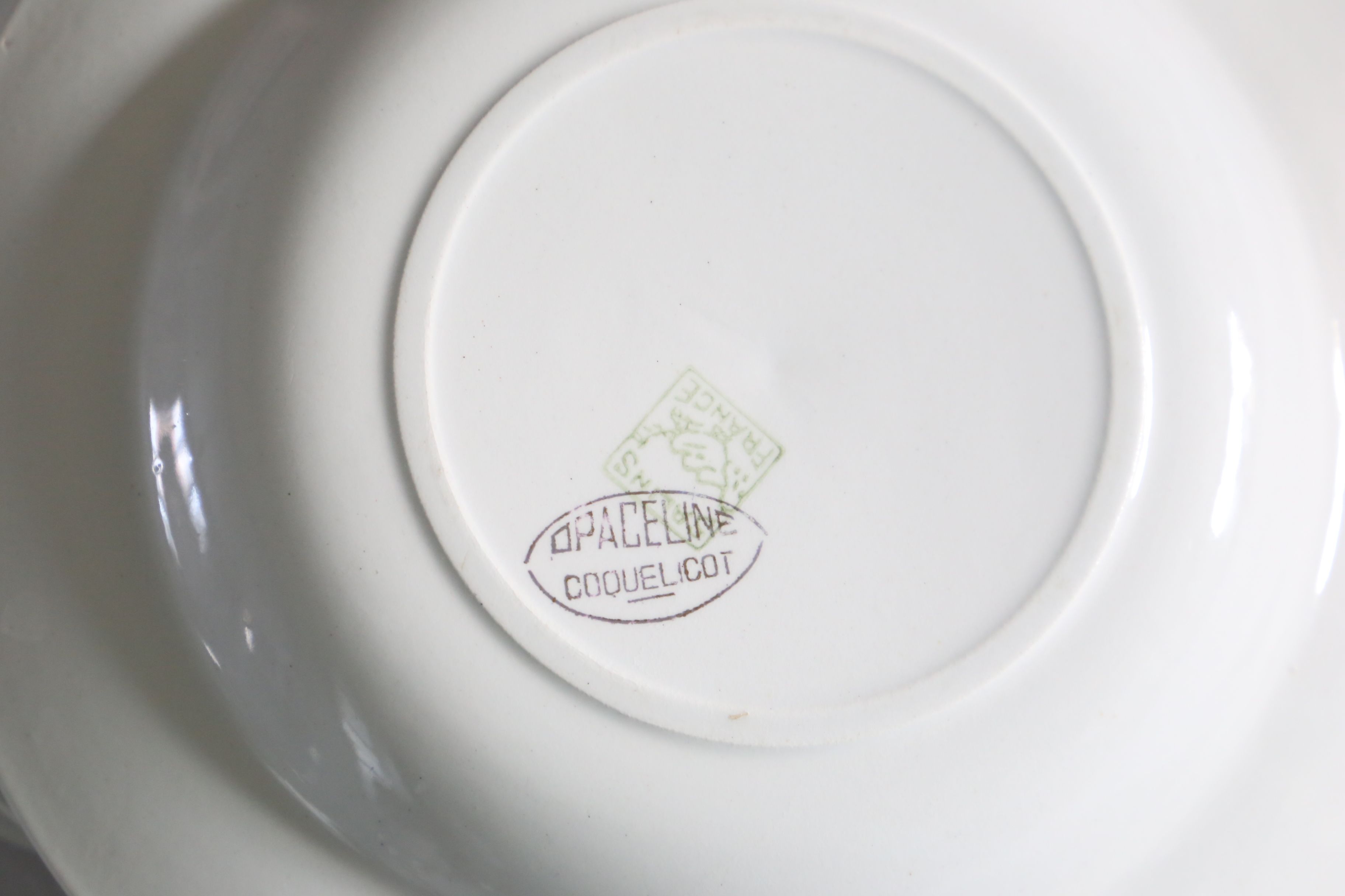 Set of 6 hollow plates of Salins, Poppy pattern, opaceline, vintage