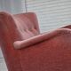 1970s, Danish armchair, salmon pink furniture velour, oak wood legs.