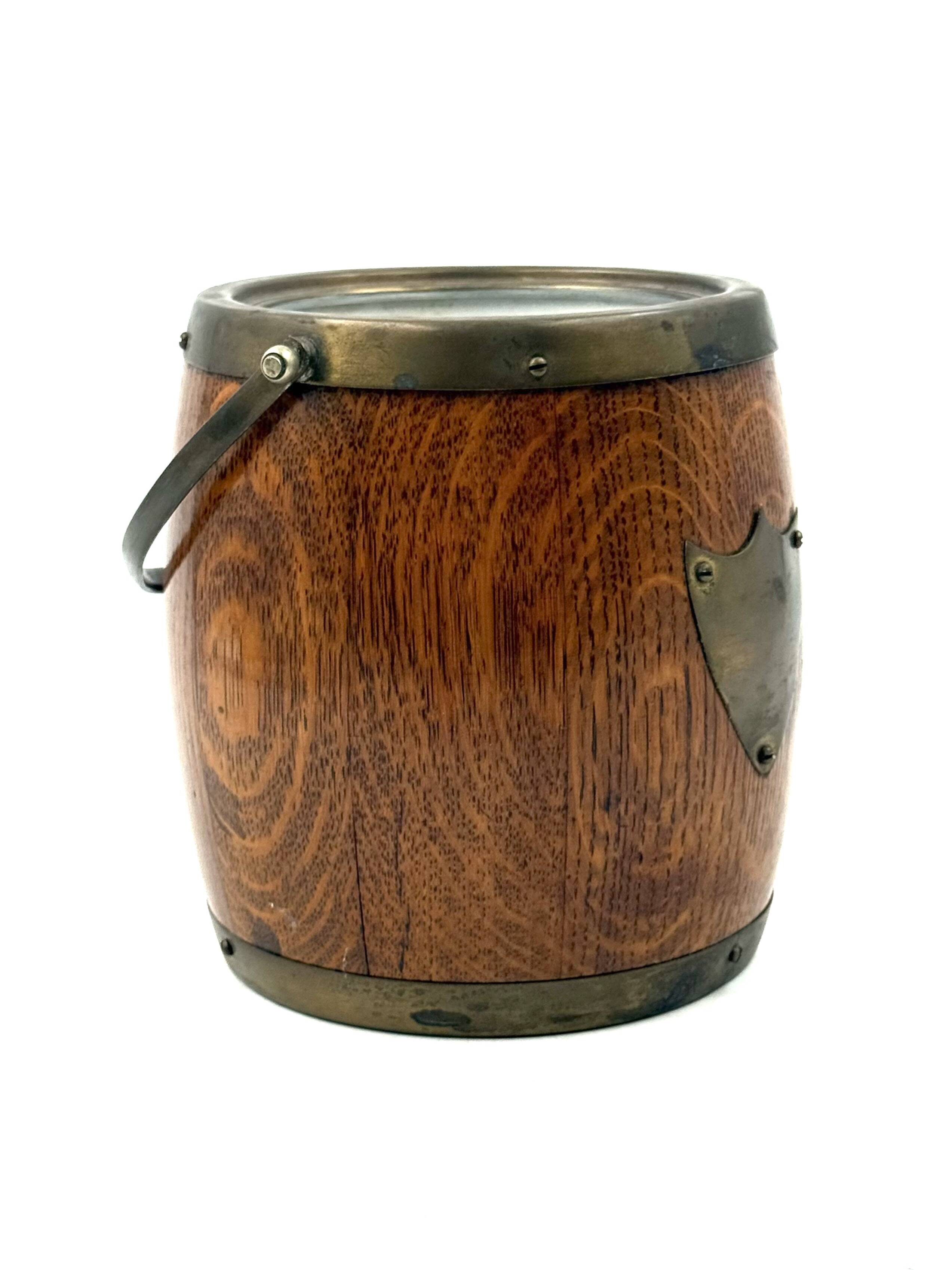 Mid-century brown oak ice bucket, Italy 1950s