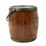 Mid-century brown oak ice bucket, Italy 1950s