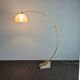Space age Guzzini arc lamp with travertine base, Italy 1960s