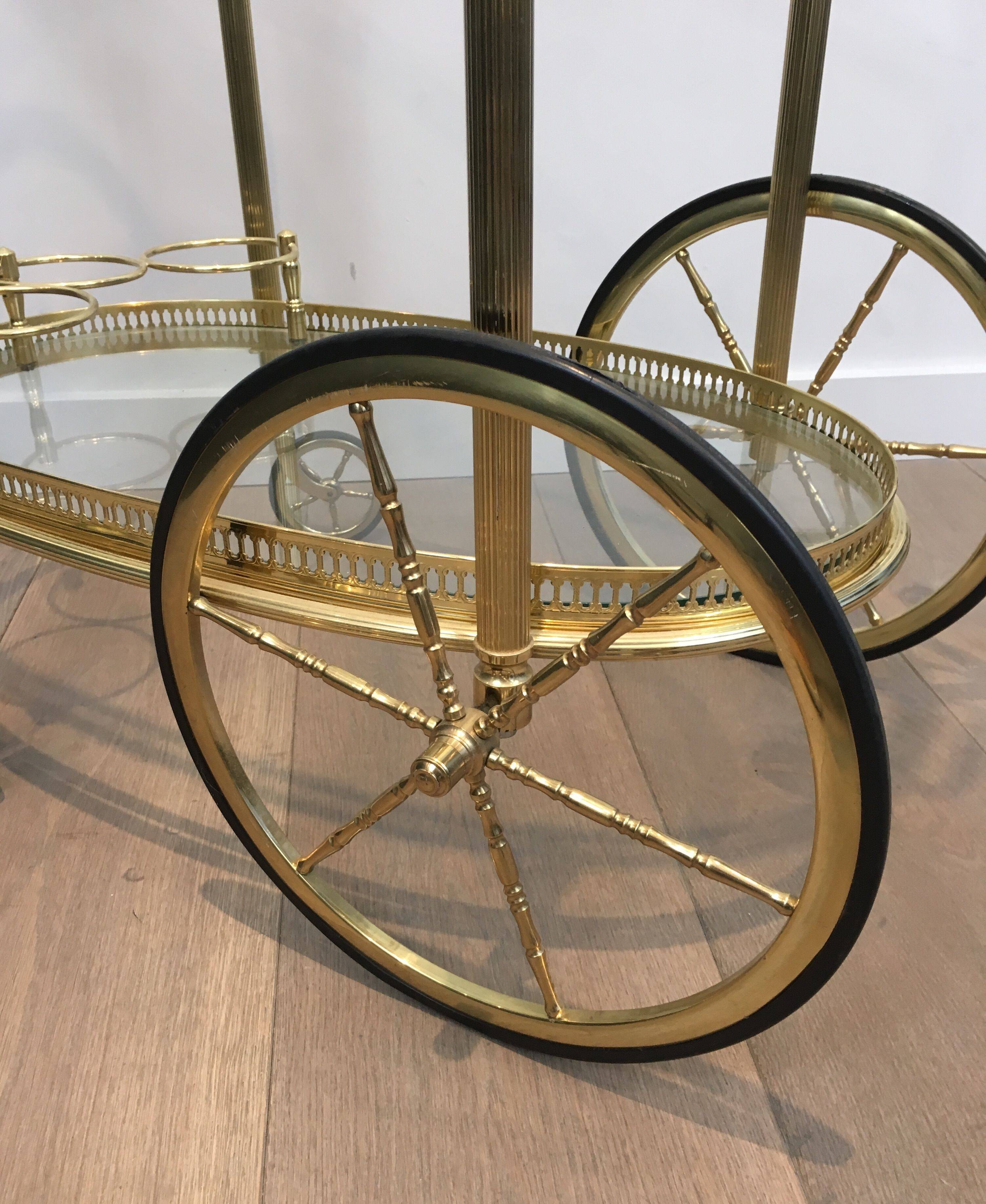 Oval Brass Rolling Table from Maison Baguès