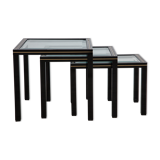 French vintage set of three pull out tables by Pierre Vandel