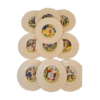 Dessert plates nursery rhymes of digoin and sarreguemine