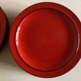 Set of 10 plates 1970 in red stoneware design Hertha Bengtson Thomas Rosenthal Scandinavian