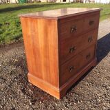 Commode 3 tiroirs noyer et laiton