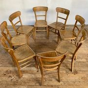 Series Lot of 8 chairs bistro Luterma in light wood Year 1950