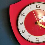 Vintage formica clock asymmetrical silent wall clock "Red Junghans"