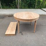 Table à manger art déco ronde ovale extensible rénovée en bois massif