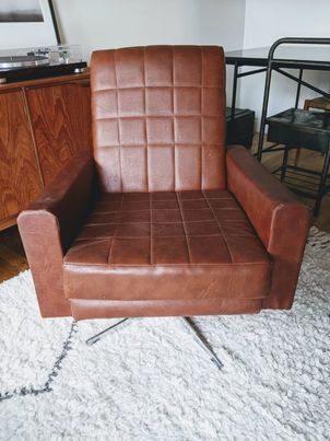 Swivel armchair skai and chrome 60s