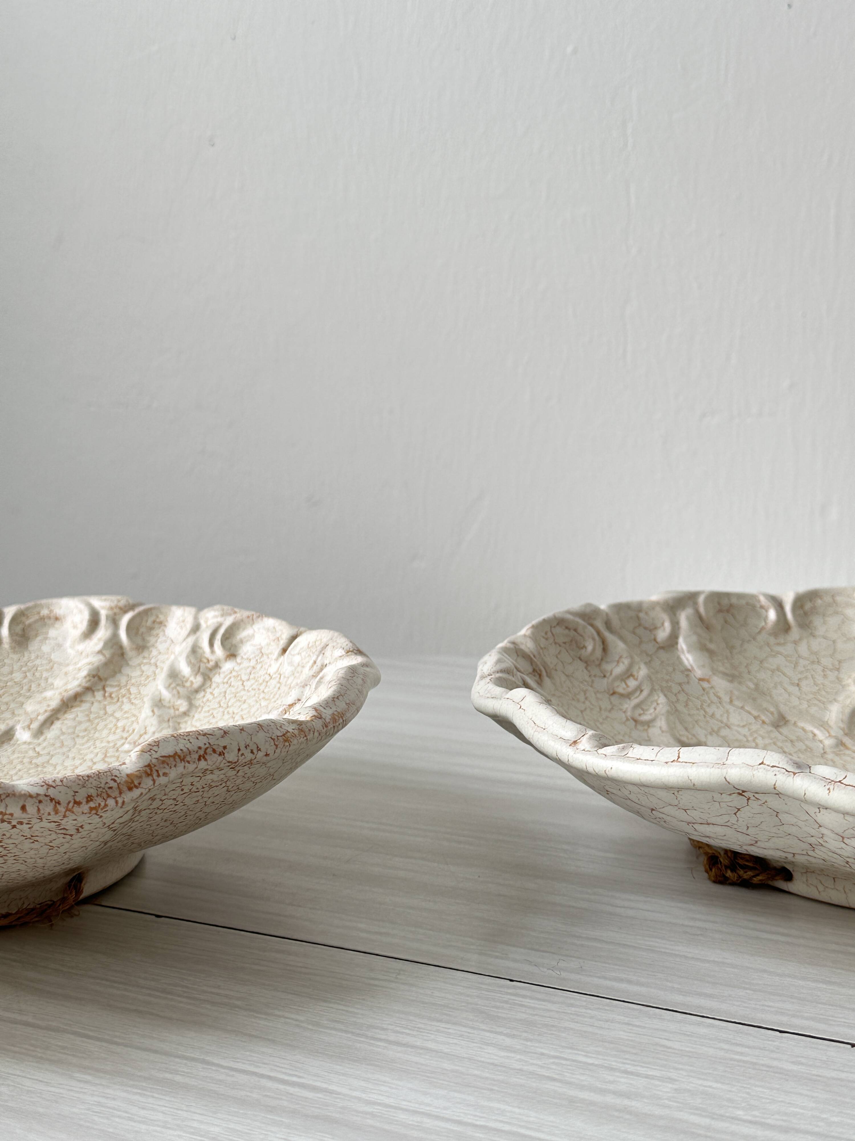 Fluted cracked terracotta dishes - fluted wall plates