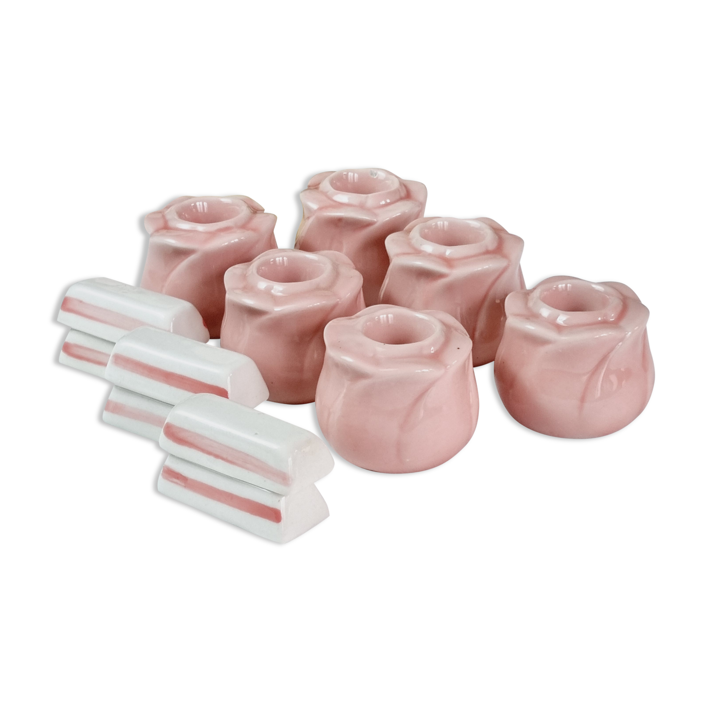 Lot de 6 bougeoirs et 6 portes couteaux
