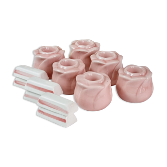 Set of 6 candle holders and 6 knife doors