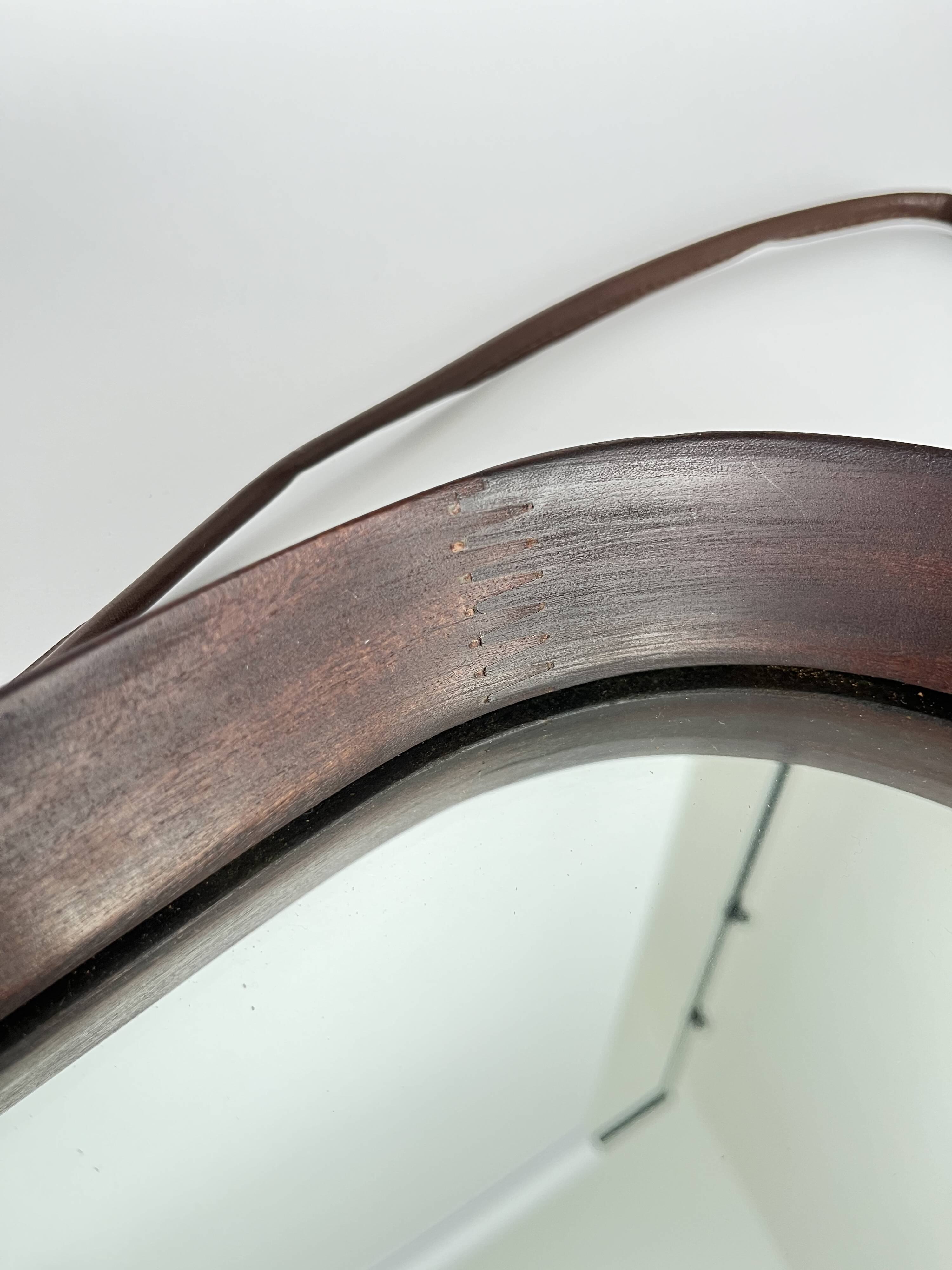 Miroir triangulaire en teck, Danemark, années 70