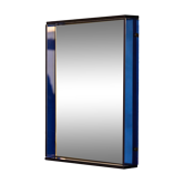 Miroir mural en verre coloré bleu et miroir, Italie, années 1960