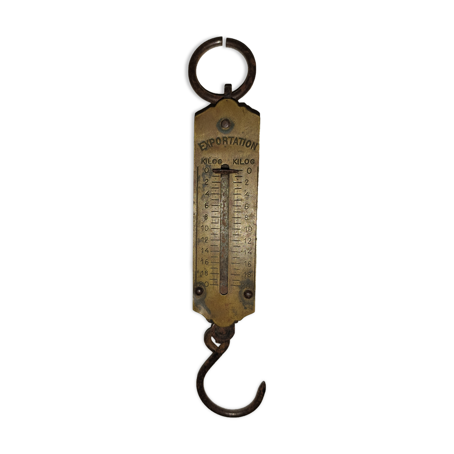 Iron / brass pocket scale - 20kg - old measuring instrument