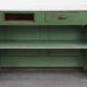 Unique antique green counter / sideboard / side table from the late 19th / early 20th century with a marble top