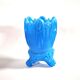 Portieux Gothic opaline goblet candle holder in blue opaline signed - 1910