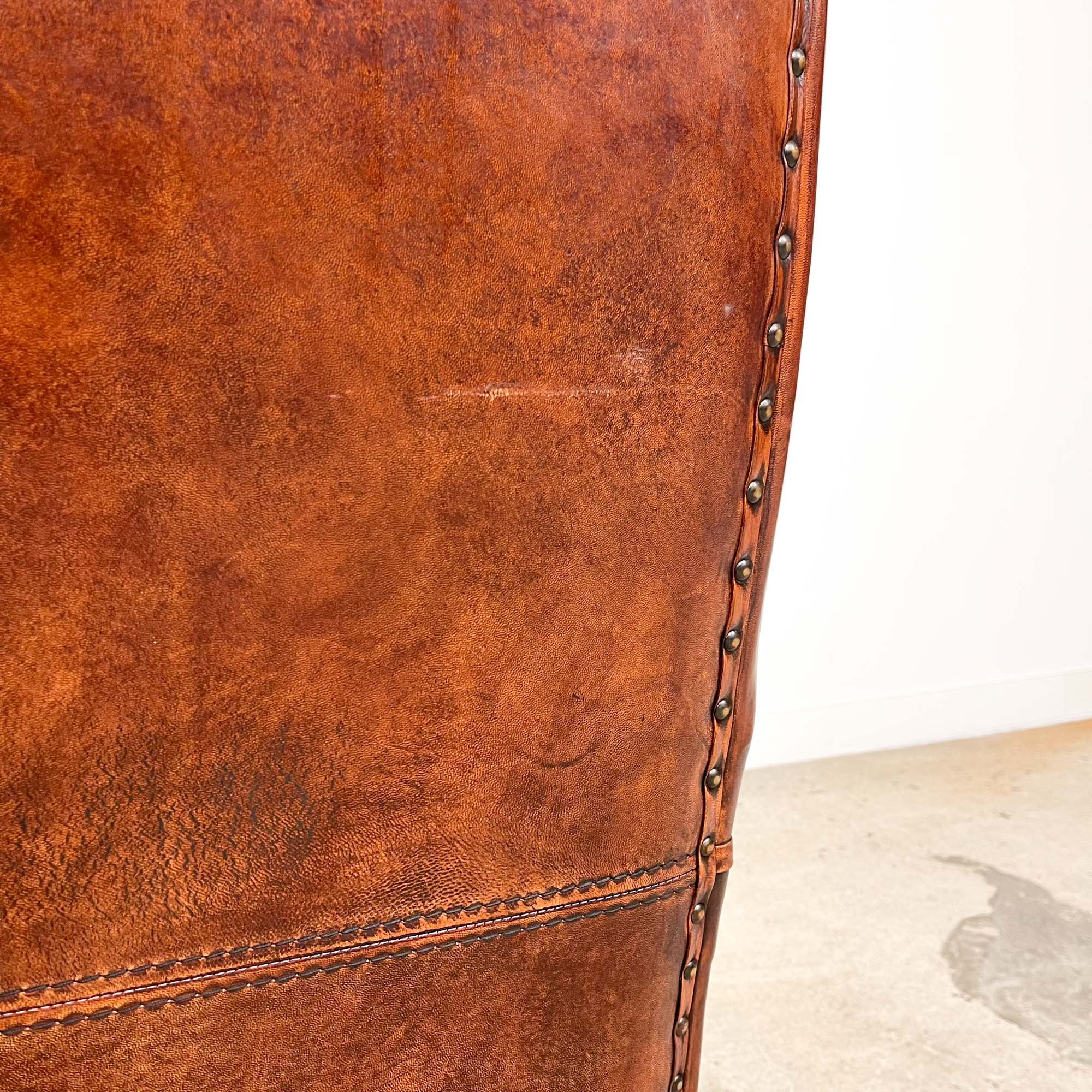 Vintage sheep leather wingback armchair by Lounge Atelier