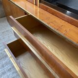 Mahey bookcase in elm and XXL brass
