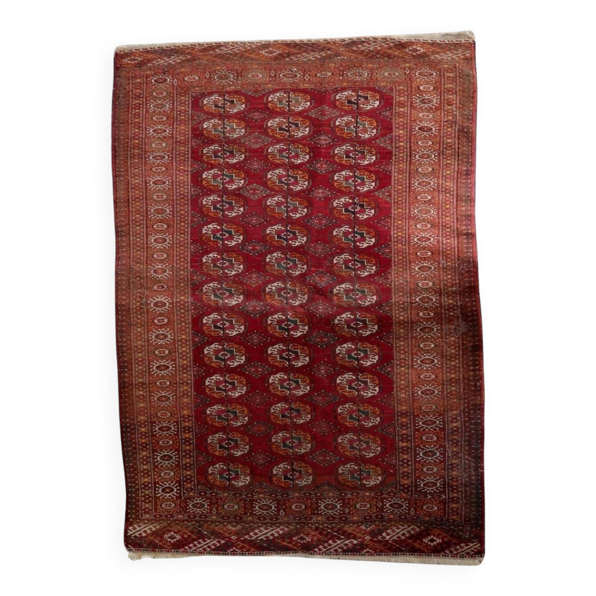 Authentic antique Turkmen Tekke rug 134cm x 183cm - Gul motifs (1C1197)