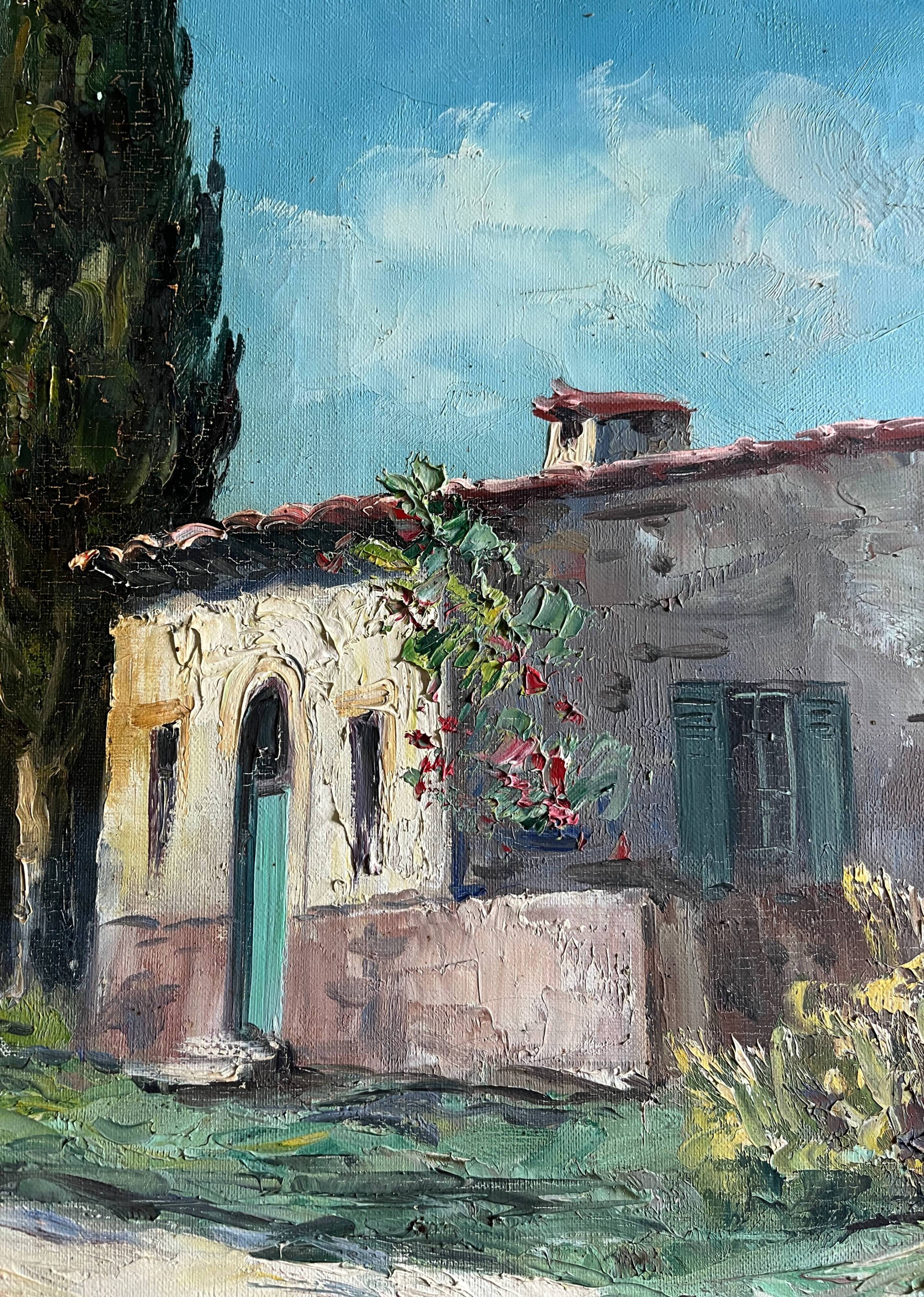 HST painting "Mediterranean landscape" by Louis AUDREY (19th-20th centuries)